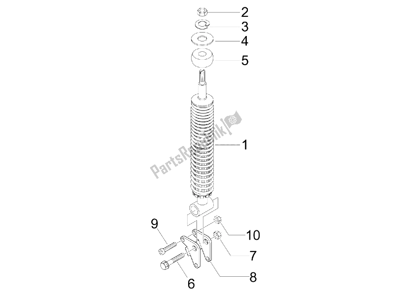 All parts for the Rear Suspension - Shock Absorber/s of the Vespa S 125 4T 2V E3 Taiwan 2011