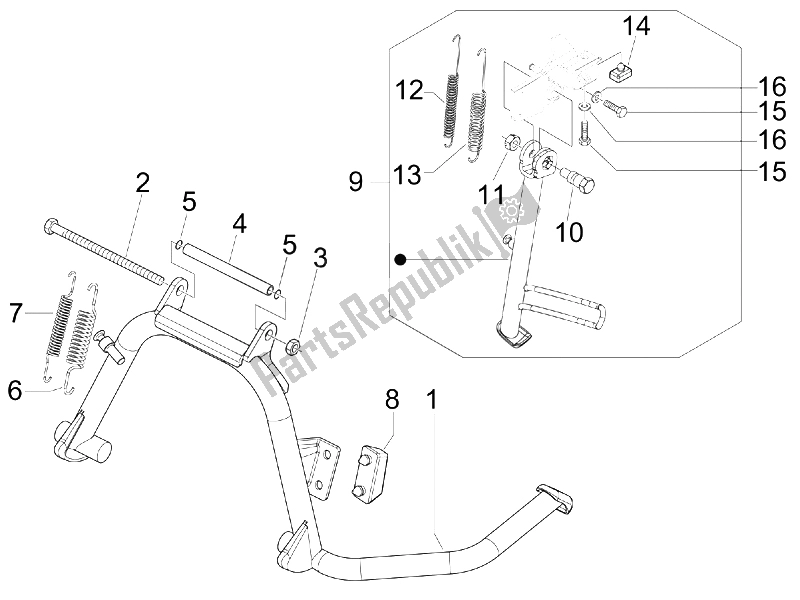 Tutte le parti per il Stand / S del Vespa S 150 4T 2008