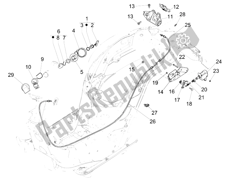 Toutes les pièces pour le Serrures du Vespa GTS 300 IE Super ABS USA 2014