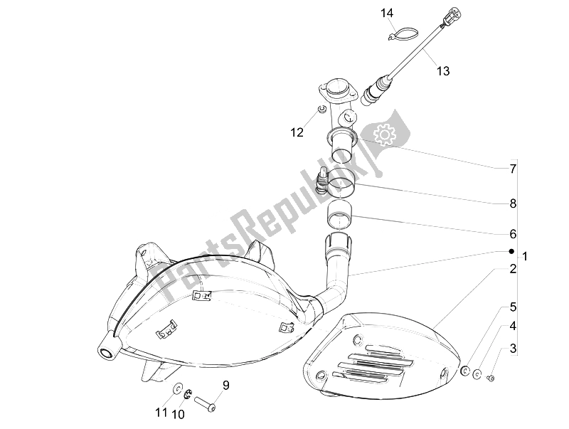 Todas as partes de Silenciador do Vespa GTS 300 IE ABS Super China 2014