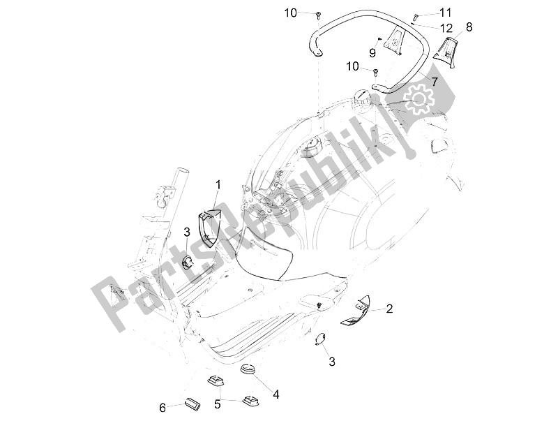 Alle onderdelen voor de Zijdeksel - Spoiler van de Vespa Vespa 125 4T 3V I GET IE Primavera Asia 2016