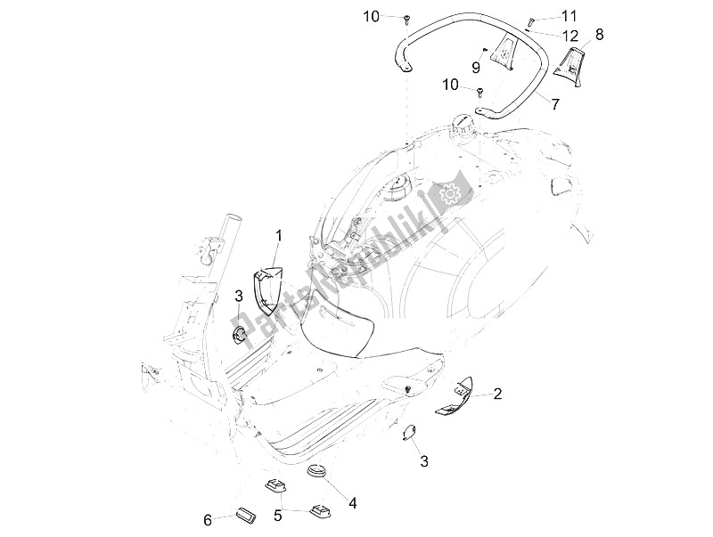 All parts for the Side Cover - Spoiler of the Vespa Vespa Primavera 125 4T 3V Iget ABS EU 2016