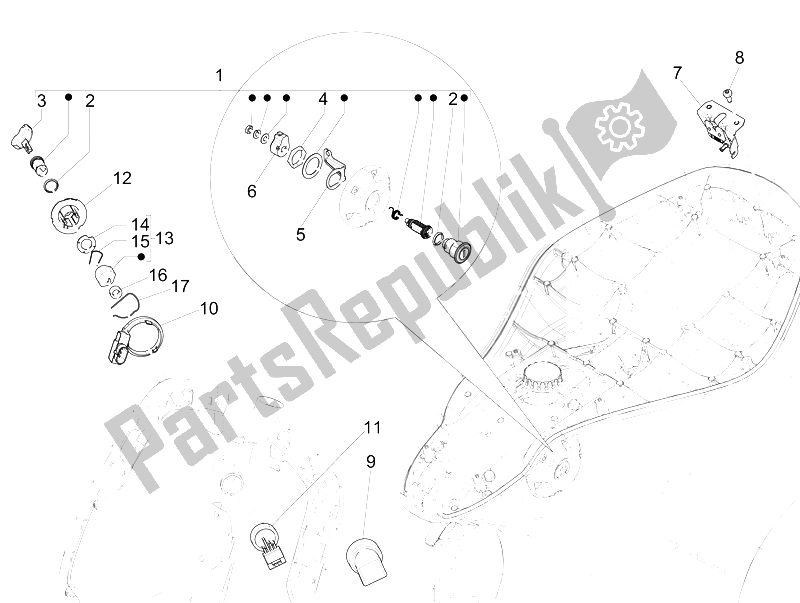 Todas las partes para Cerraduras de Vespa 946 125 2015