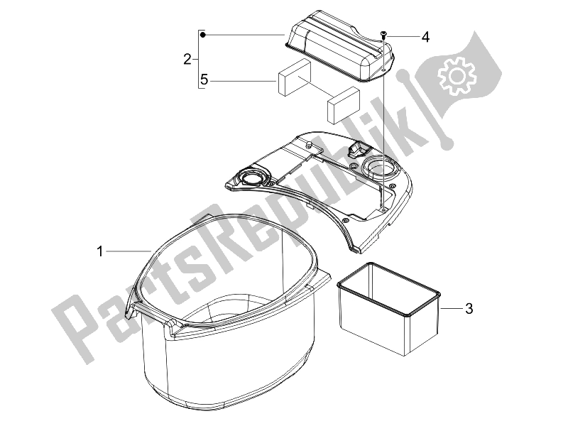 Tutte le parti per il Alloggiamento Casco - Sotto La Sella del Vespa LXV 125 4T IE E3 2010