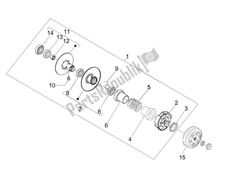 Todas las partes para Polea Conducida de Vespa Sprint 50 4T 2V 25 KMH B NL 2014