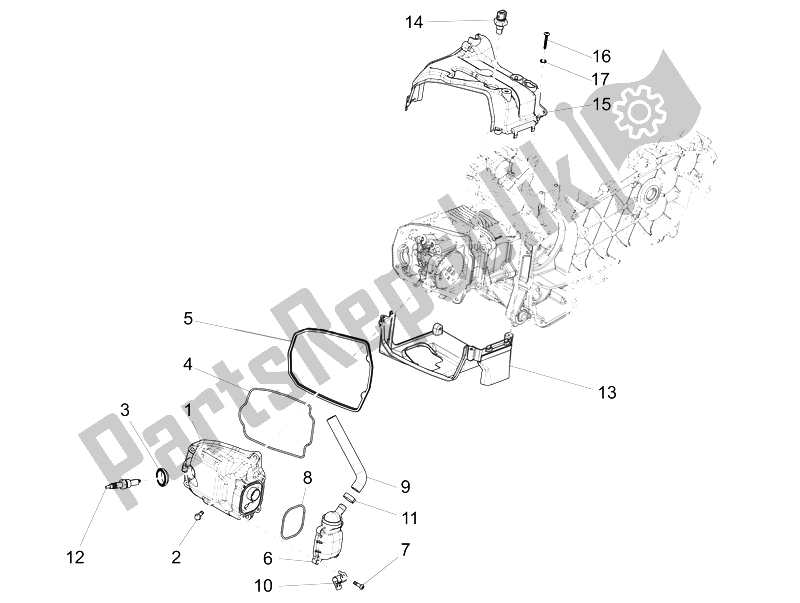 All parts for the Cylinder Head Cover of the Vespa 946 125 2014