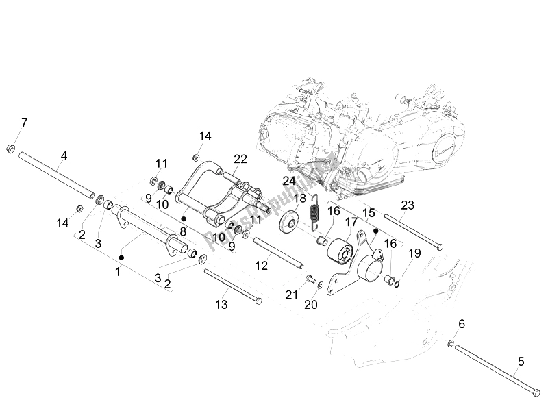 Toutes les pièces pour le Bras Oscillant du Vespa Vespa GTS 300 IE Super ABS USA 2014