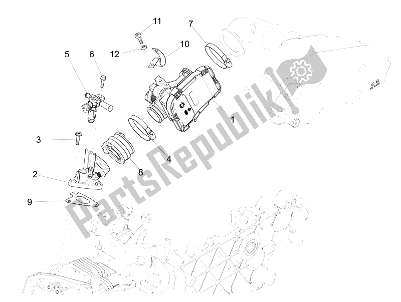 Todas las partes para Cuerpo Del Acelerador - Inyector - Tubo De Unión de Vespa 946 150 2014