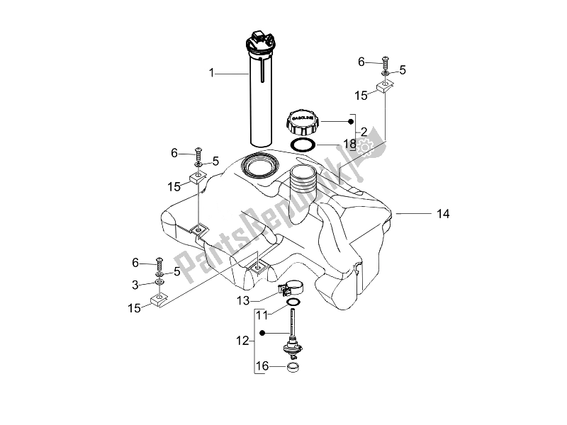 Toutes les pièces pour le Réservoir D'essence du Vespa LXV 150 4T USA 2007