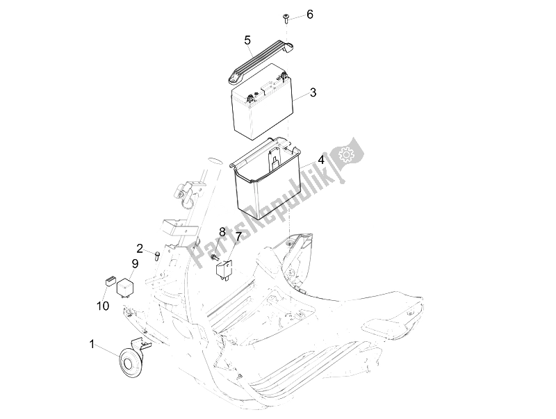 All parts for the Remote Control Switches - Battery - Horn of the Vespa Sprint 50 4T 4V Emea 2014
