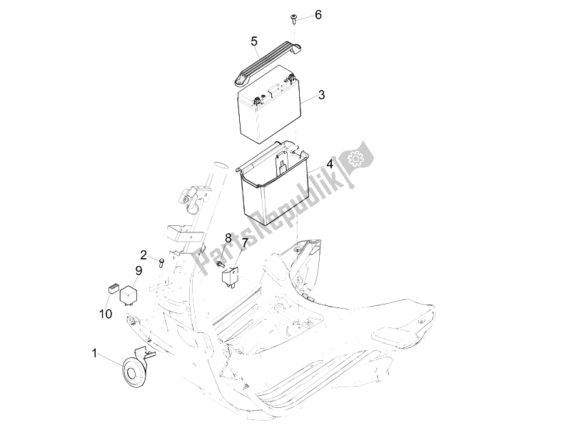 Tutte le parti per il Interruttori Del Telecomando - Batteria - Avvisatore Acustico del Vespa Sprint 50 4T 4V Emea 2014