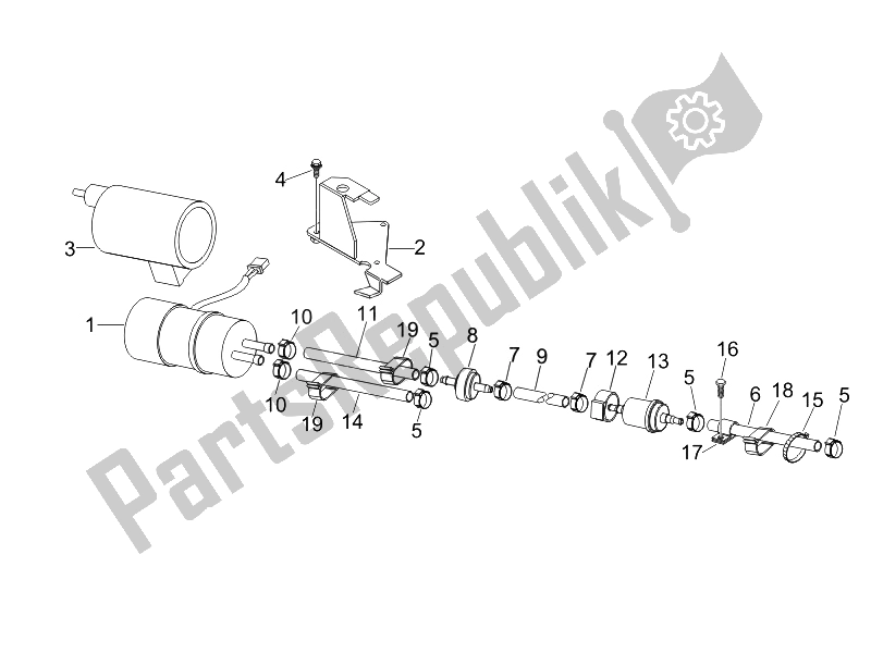 Todas as partes de Sistema De Abastecimento do Vespa GTS 125 4T E3 UK 2007