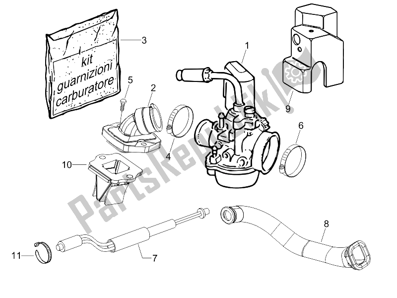 Toutes les pièces pour le Carburateur, Montage - Tuyau Union du Vespa LX 50 2T D 2005