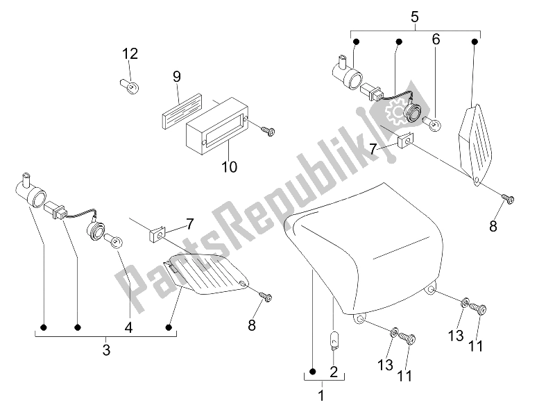 Toutes les pièces pour le Phares Arrière - Clignotants du Vespa LX 125 4T E3 2009