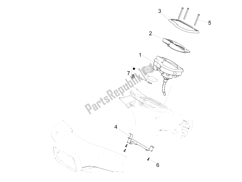 All parts for the Meter Combination-dashbord of the Vespa S 125 4T IE E3 Vietnam 2011
