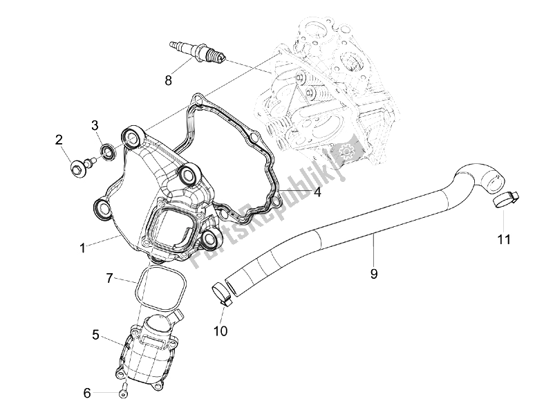 Toutes les pièces pour le Le Couvre-culasse du Vespa GTS 300 IE ABS Super China 2014