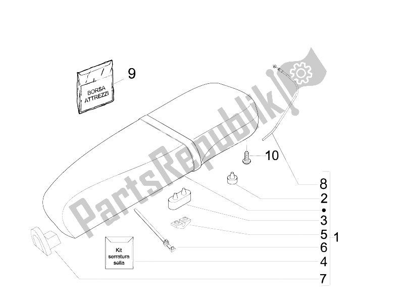 Tutte le parti per il Sella / Sedili del Vespa LX 50 4T 4V Touring 2010