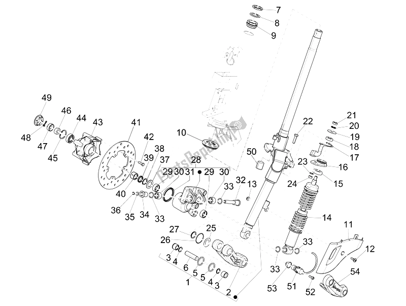 Tutte le parti per il Forcella / Tubo Sterzo - Unità Cuscinetto Sterzo del Vespa Primavera 50 4T 4V 2014