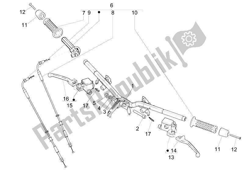 Todas las partes para Manillar - Master Cil. De Vespa GTS 300 IE ABS USA 2014