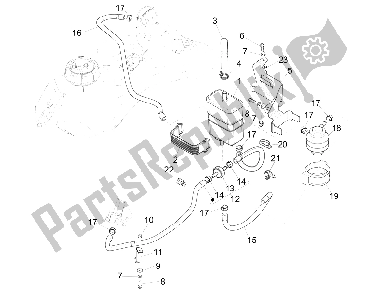 Alle onderdelen voor de Anti-percolatiesysteem van de Vespa 150 Sprint 4T 3V IE China 2015