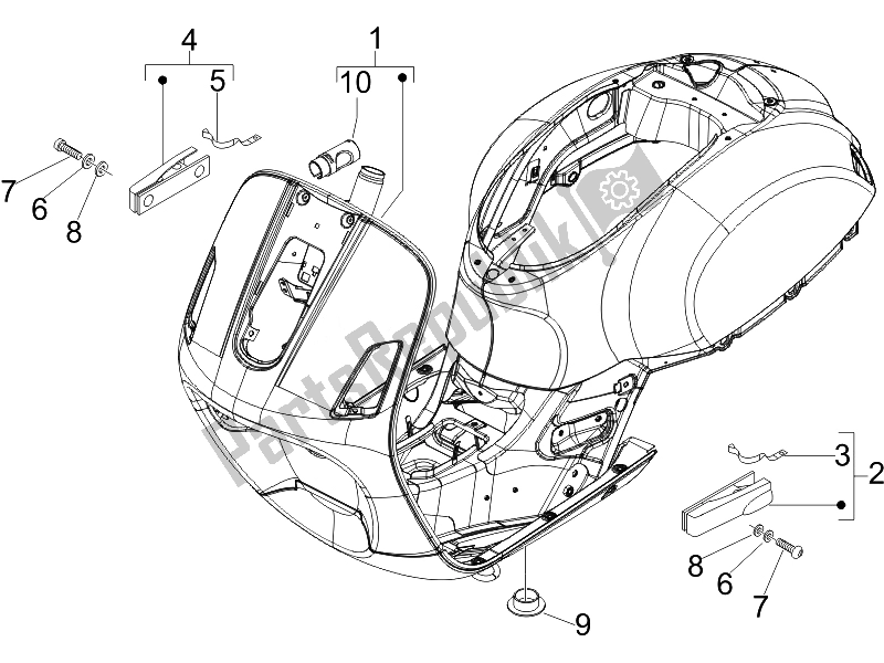 Toutes les pièces pour le Cadre / Carrosserie du Vespa GTV 250 IE USA 2007