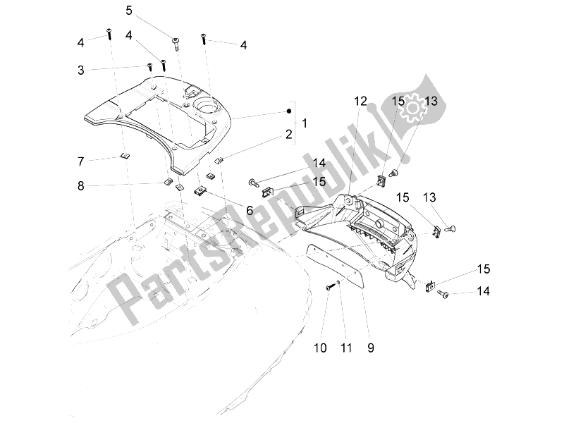 Tutte le parti per il Coperchio Posteriore - Paraspruzzi del Vespa LX 125 4T 3V IE Vietnam 2012