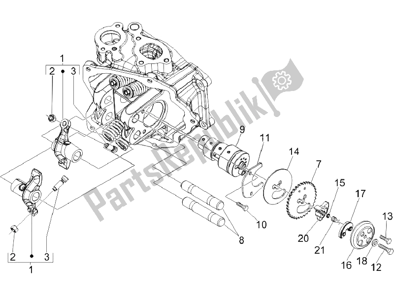 Toutes les pièces pour le Leviers à Bascule Support Unité du Vespa LX 150 4T E3 Vietnam 2009