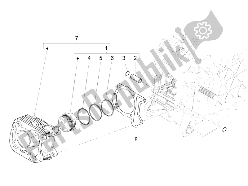 Toutes les pièces pour le Unité Cylindre-piston-axe De Poignet du Vespa GTS Super 150 IE 4T 3V 2014