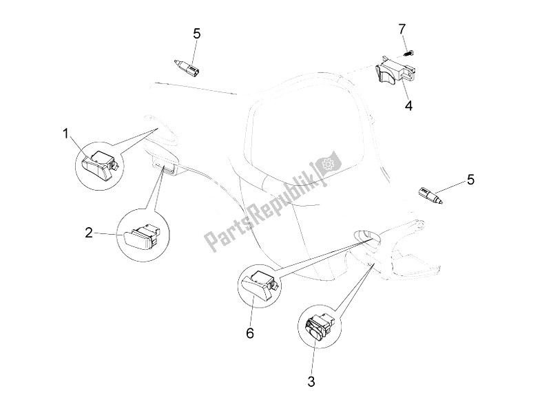 All parts for the Selectors - Switches - Buttons of the Vespa LX 50 4T 2V 25 KMH NL 2010