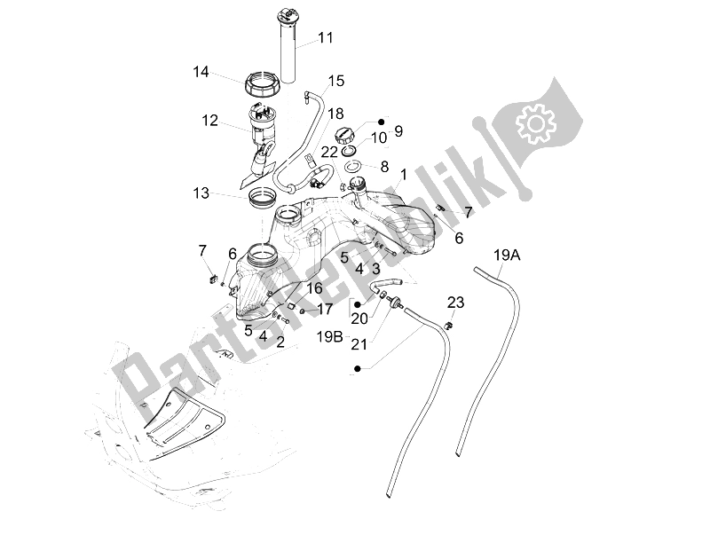 Toutes les pièces pour le Réservoir D'essence du Vespa GTS 300 IE 2012