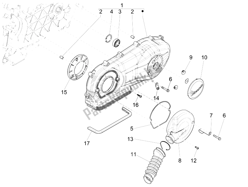 All parts for the Crankcase Cover - Crankcase Cooling of the Vespa Sprint 125 4T 3V IE Vietnam 2014