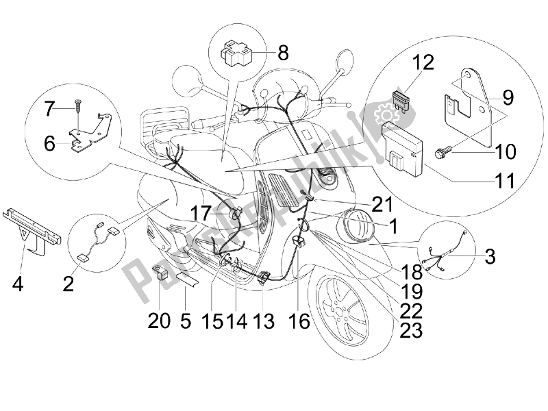 Tutte le parti per il Cablaggio Principale del Vespa GTV 250 IE USA 2007