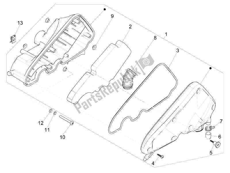 Alle onderdelen voor de Luchtfilter van de Vespa Vespa Sprint 50 4T 2V 25 KMH EU 2014