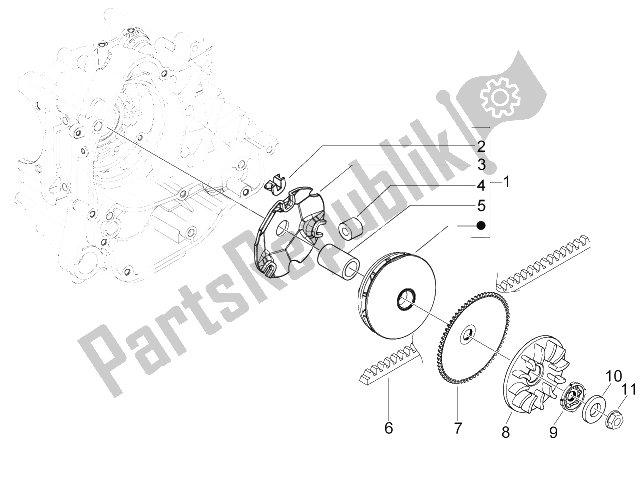 Alle onderdelen voor de Aandrijfpoelie van de Vespa S 50 4T 4V College USA 2008