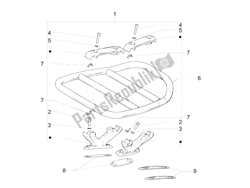 Toutes les pièces pour le Porte-bagages Arrière du Vespa 946 150 4T 3V ABS Armani USA 2015