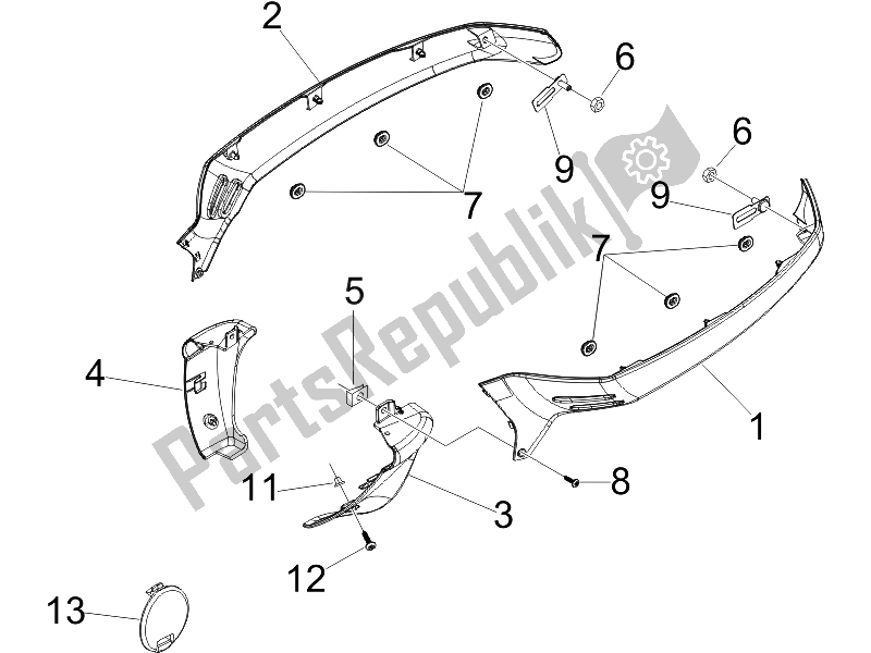 Todas las partes para Cubierta Lateral - Alerón de Vespa GTV 250 IE 2006