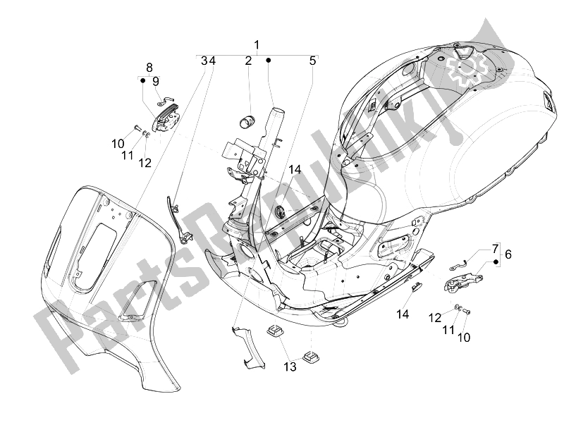 Toutes les pièces pour le Cadre / Carrosserie du Vespa Vespa GTS 300 IE ABS USA Canada 2014