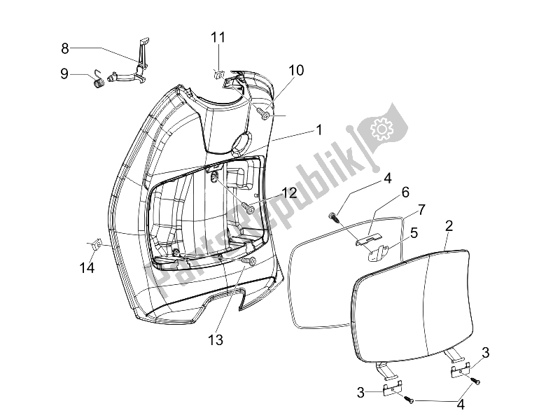 Toutes les pièces pour le Boîte à Gants Avant - Panneau De Protection Des Genoux du Vespa LX 50 4T USA 2009