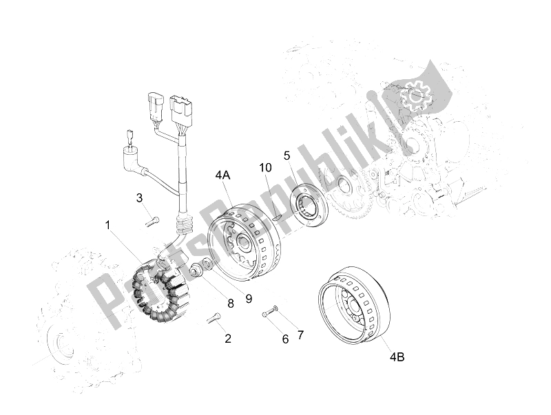 Toutes les pièces pour le Volant Magnéto du Vespa GTS 125 4T IE Super E3 2009