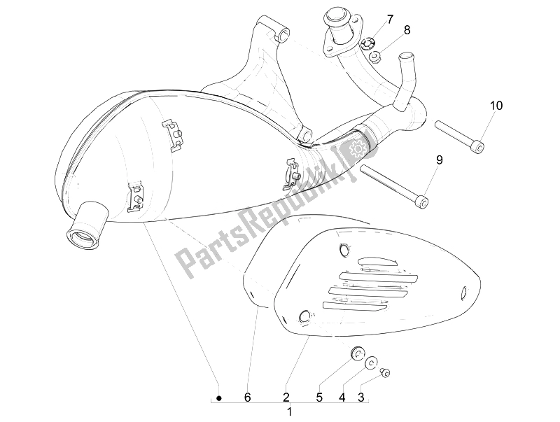 All parts for the Silencer of the Vespa Sprint 50 2T2V 2014