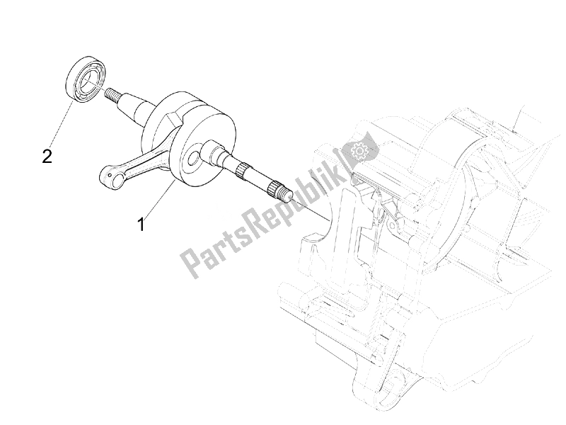 All parts for the Crankshaft of the Vespa 50 4T 2V 52 KMH B NL 2014