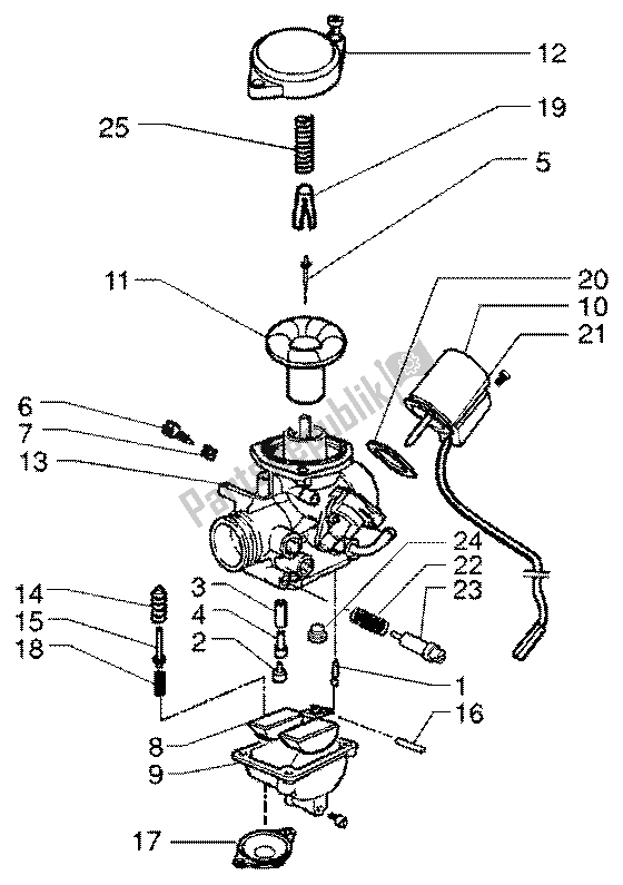 All parts for the Carburettor (2) of the Vespa ET4 50 2002