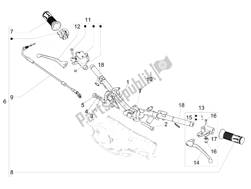 Alle onderdelen voor de Stuur - Master Cil. Van de Vespa Vespa Sprint 50 2T EU 2014