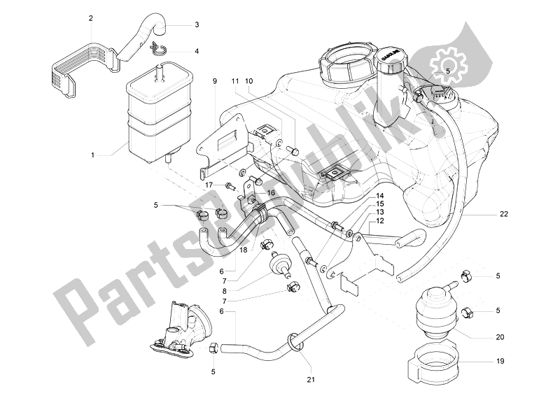 Toutes les pièces pour le Système Anti-percolation du Vespa LXV 150 4T 3V E3 Vietnam 2014