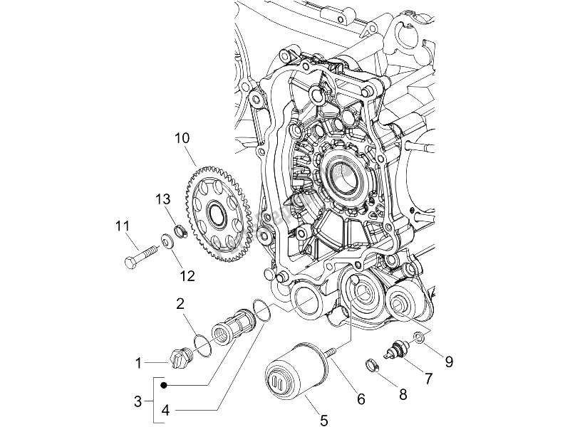 Toutes les pièces pour le Couvercle Magnéto Volant - Filtre à Huile du Vespa LX 150 4T E3 2006