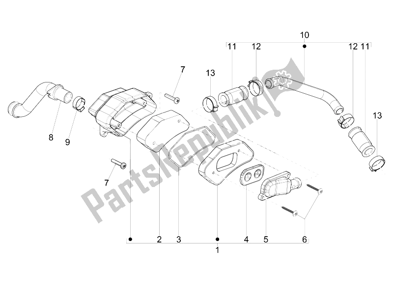 Toutes les pièces pour le Boîte à Air Secondaire du Vespa Primavera 50 2T 2014