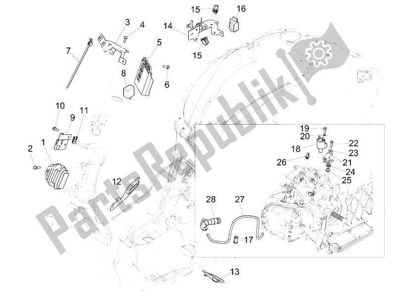 Toutes les pièces pour le Régulateurs De Tension - Unités De Commande électronique (ecu) - H. T. Bobine du Vespa Sprint 125 4T 3V IE Vietnam 2014