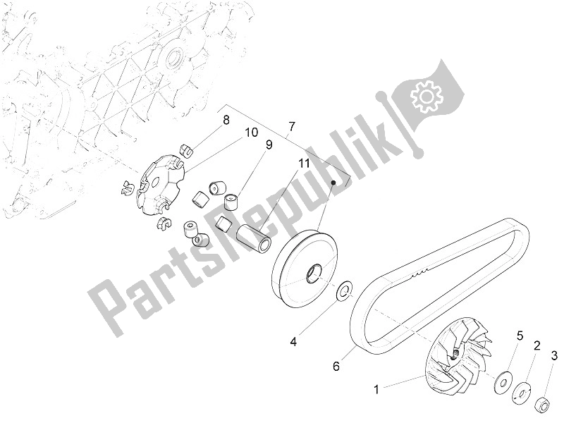 All parts for the Driving Pulley of the Vespa Vespa 150 Sprint Iget 4T3V IE Asia 2016