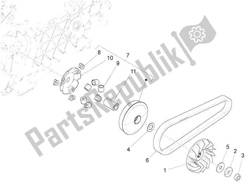 All parts for the Driving Pulley of the Vespa Vespa Sprint Iget 125 4T 3V ABS EU 2016