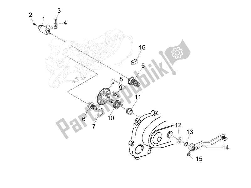 Toutes les pièces pour le Stater - Démarreur électrique du Vespa S 125 4T E3 2007